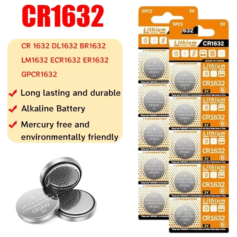 CR1632 CR1632 DL1632 BR1632 LM1632 ECR1632 lithium button battery 3V 150mAh suitable for remote control key watch button battery