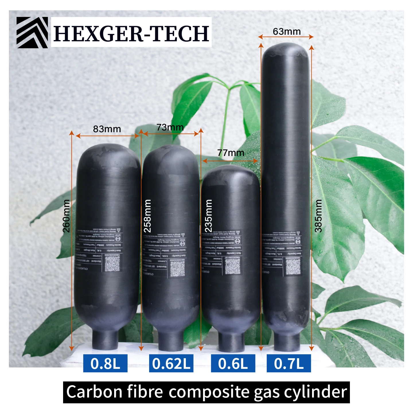 4500PSI 300Бар 30МПа 0.22л-0.8л/ Баллон из углеродного волокна HPA для дайвинга M18*1.5