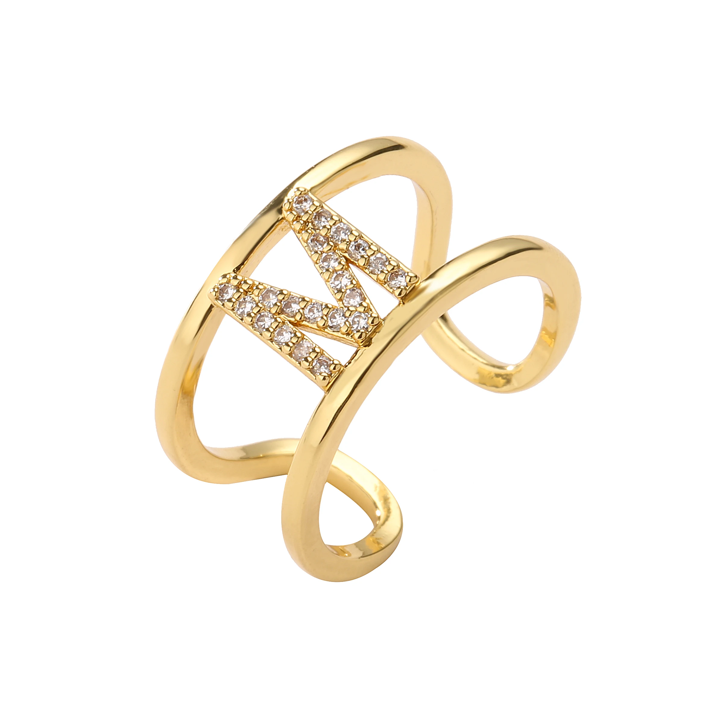 HECHENG， A-z Letter Adjustable Rings Silver Color Alphabet Initials Name Rings For Women Birthday Gifts Party Jewelry Wholesale