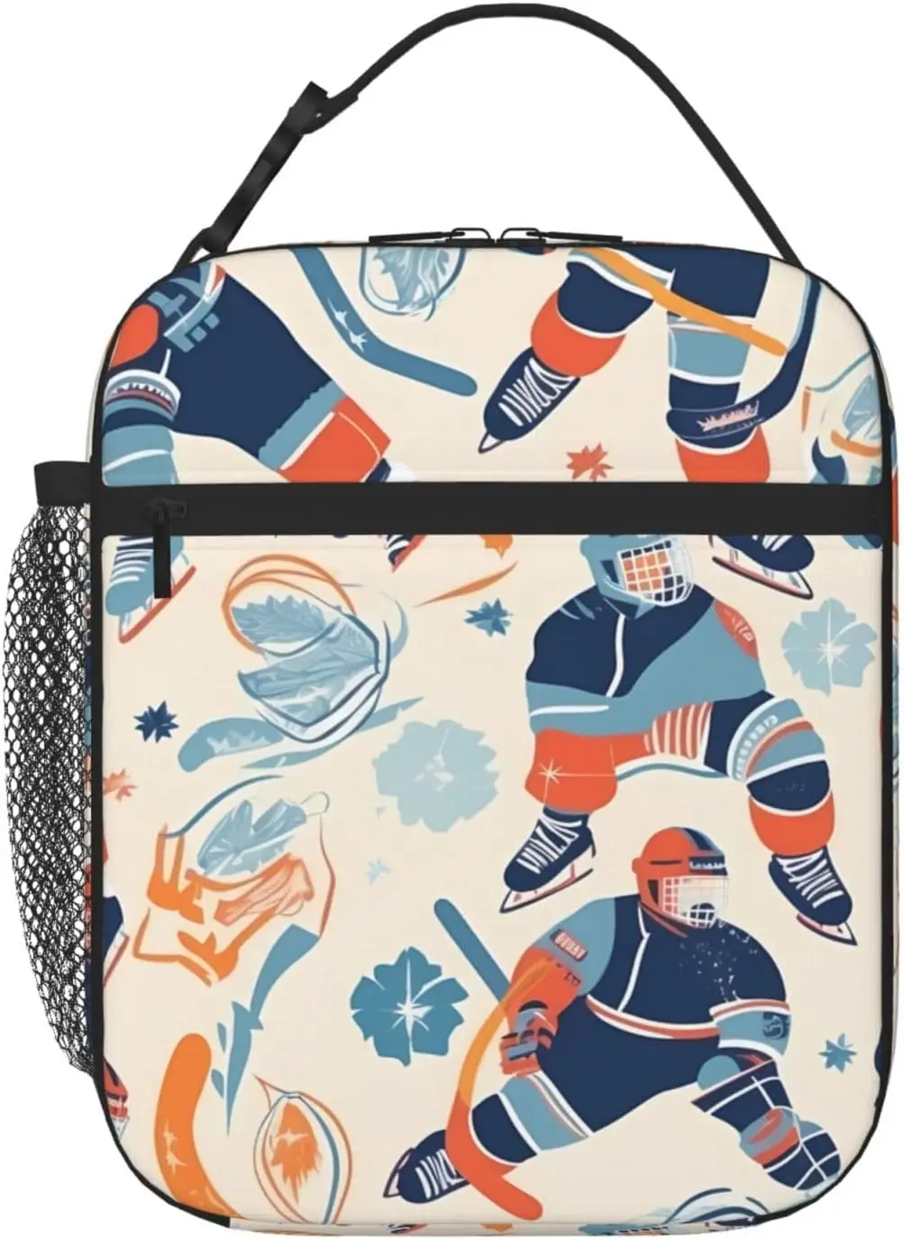 Happy skating Lunch Box for Women Hockey Elements Creative Patterned for Men Lunchbox Insulated Reusable