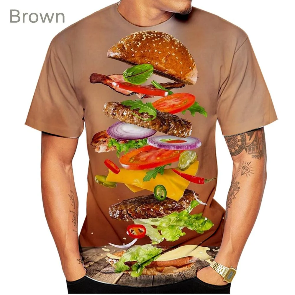 Fashion Men T-shirts 3d Print T-Shirt Hamburger 3D Print T-shirt Men Women Short Sleeves Food Graphic Tees