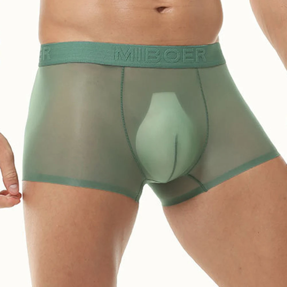 

1 шт., мужское нижнее белье, ультратонкие эластичные боксеры, шорты из ледяного шелка с низкой талией, трусы, сексуальные мужские трусы