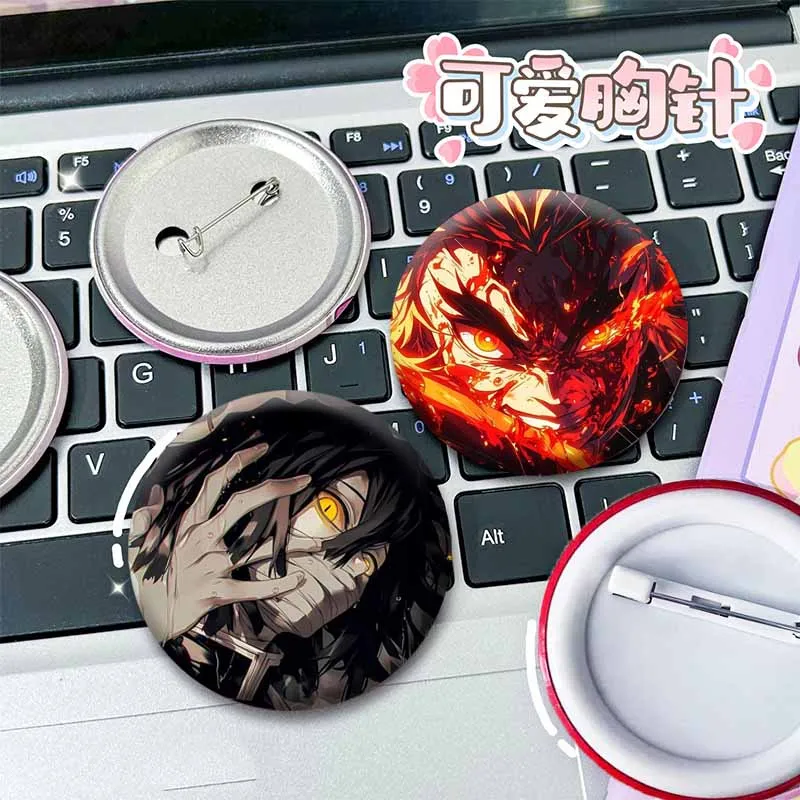 Classic Demon Anime Brooch Pin on Backpack Giyu Tomioka Kanroji Mitsuri Badge Animation Peripheral Cosplay Props Jewelry Gifts
