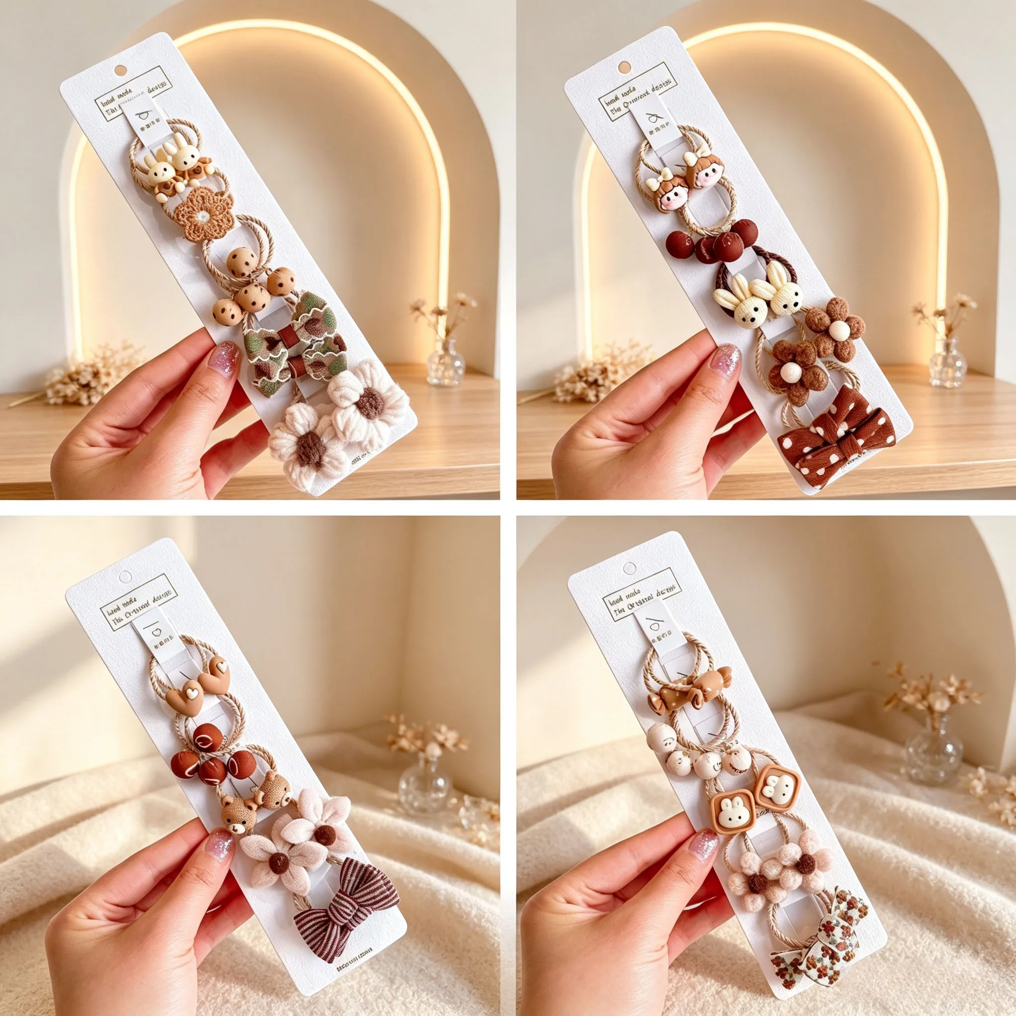 Cute Cartoon Flower Bow Children Small Scrunchie Baby Girl Kid Elastic Hair Rubber Band Accessories Tie Hair Ring Rope Headdress