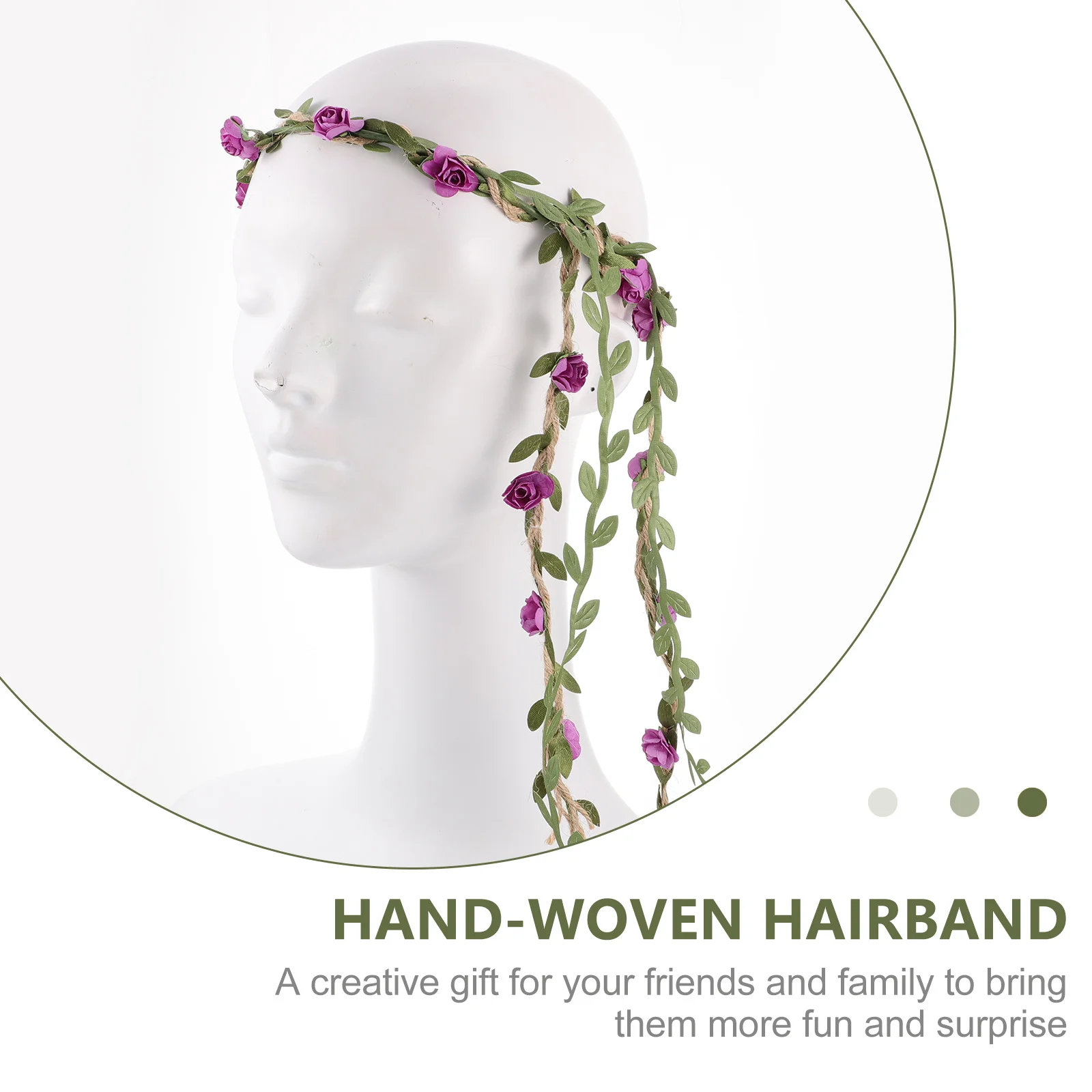 

8 Pcs Rose Flower Headband Floral Hair Tie Stylish Retro Hand Woven Headdress Vine Durable Portable Long Wear Beautiful