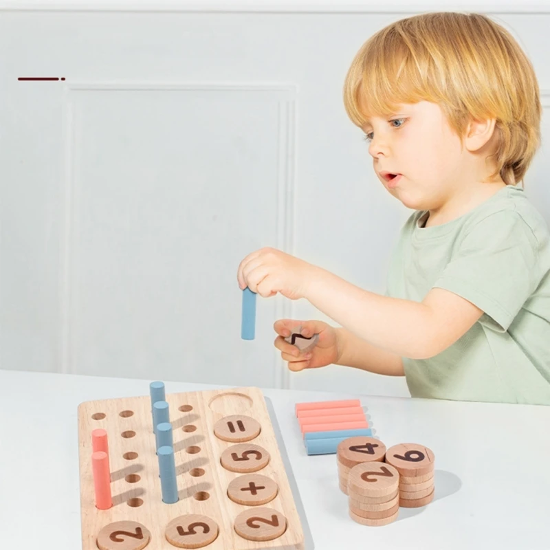 Kleuterschool toevoeging en aftrek leren speelgoed voor kleuters houten blok