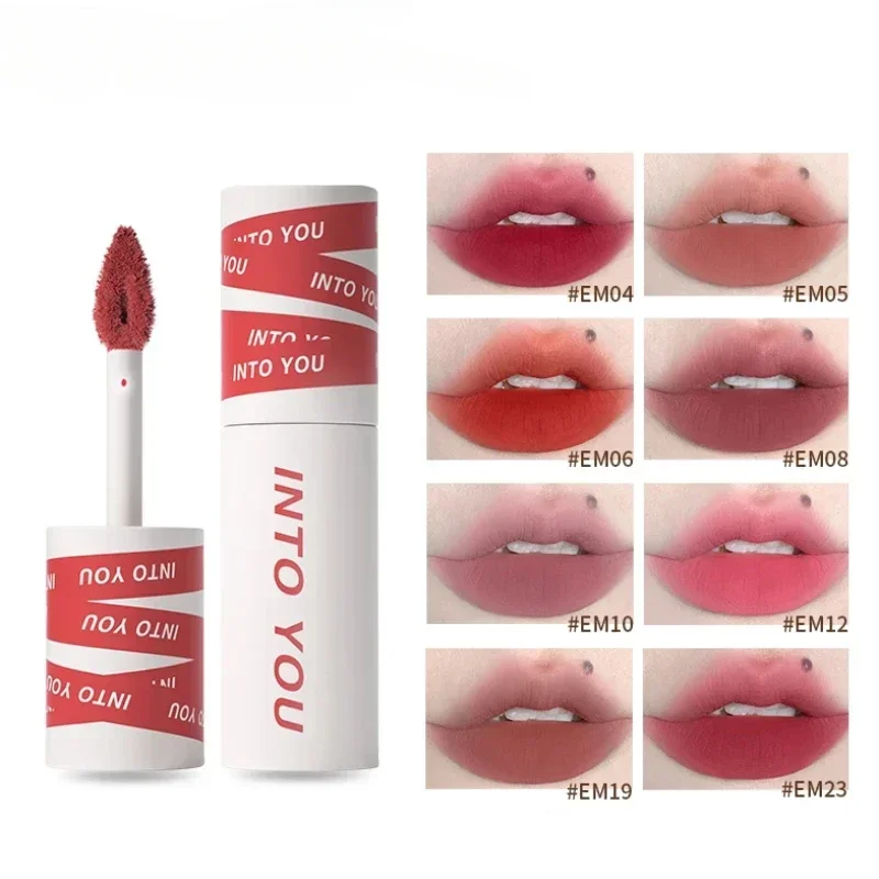 1 Pcs INTO YOU Lip Gloss Women Makeup Matte Velvet Lipstick Waterproof Long Lasting Red Lip Tint Lip Glaze Beauty Cosmetics Tool