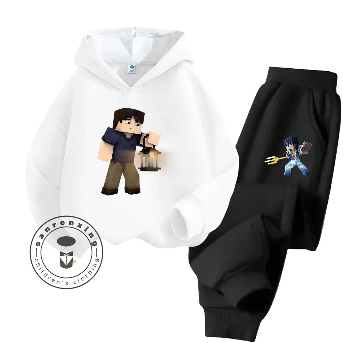 2D 2025 Minecraft الكرتون المطبوعة هوديي مجموعة أزياء للأطفال المراهقين بنين بنات عارضة الساخن بيع الخريف الشتاء #3