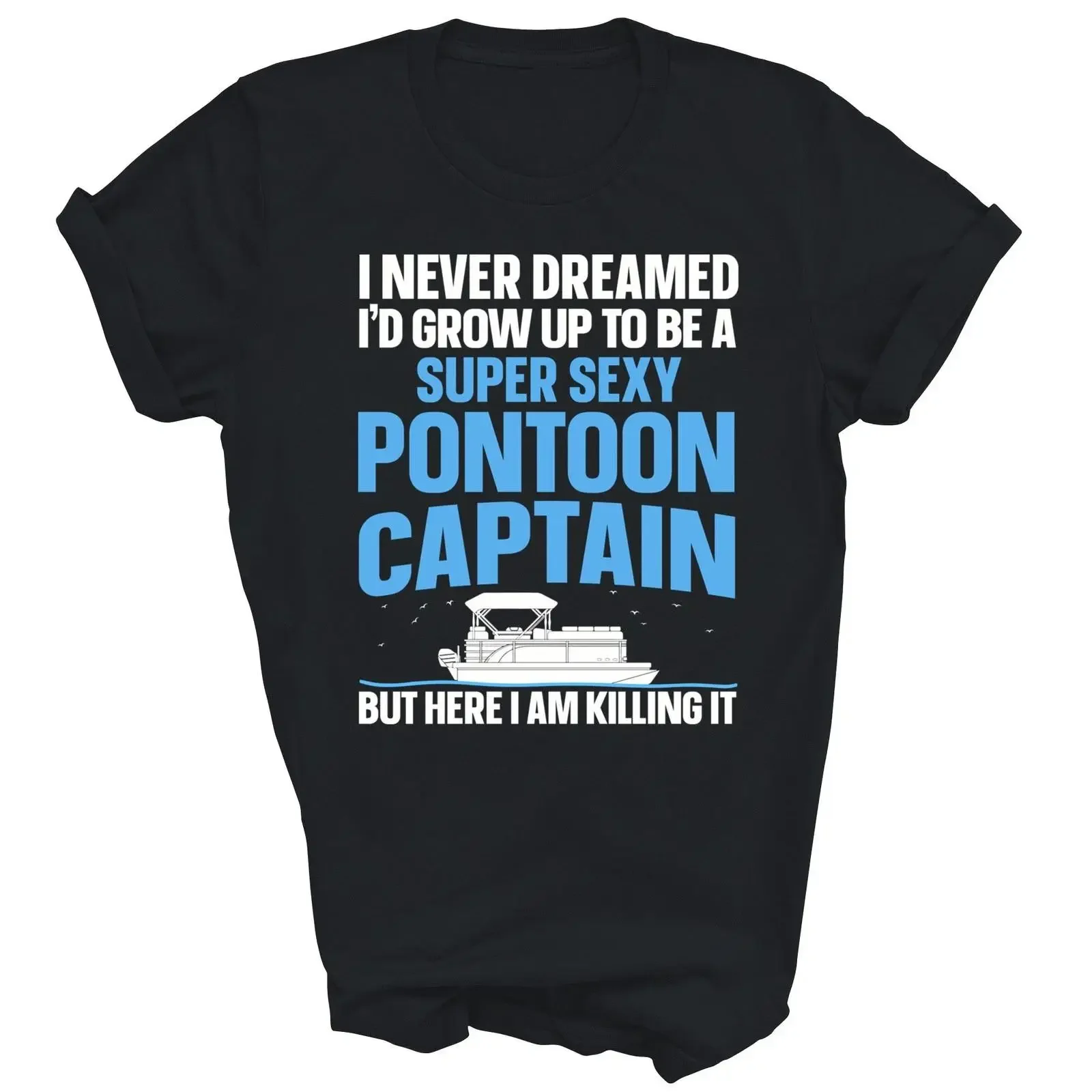 Cool Pontoon Captain Boat Owners T Shirt  vintage Washed streetwear graphic homme Unisex Stylish fashion Top For Everyday Wear