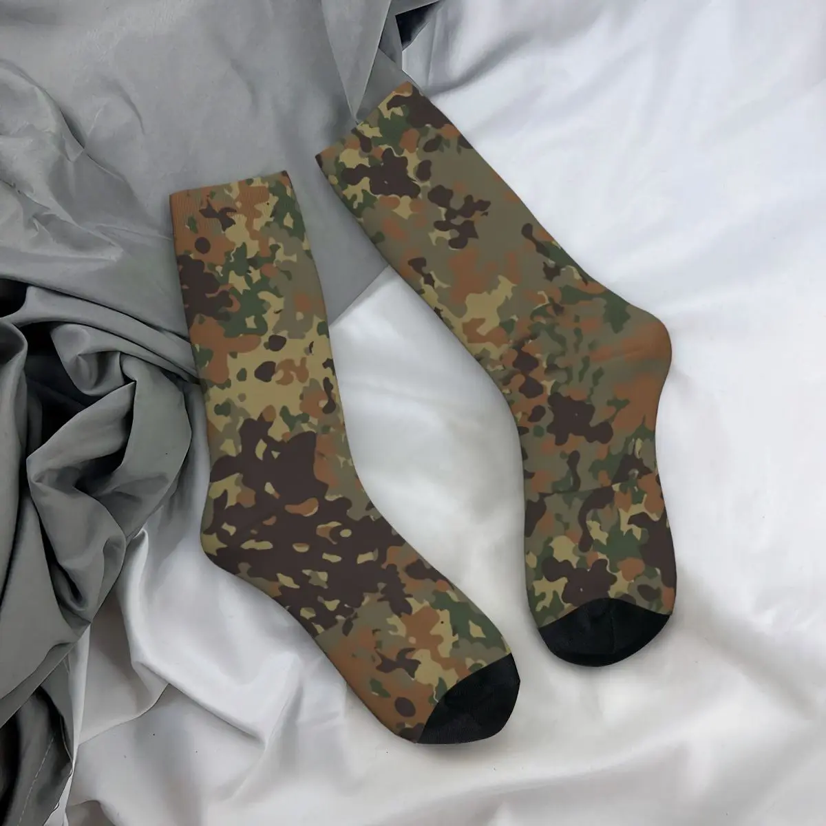 Hip Hop Retro Flecktarn Camo Crazy Men\'s Socks Camouflage Art Culture Unisex Harajuku Printed Novelty Happy Crew Sock Boys Gift