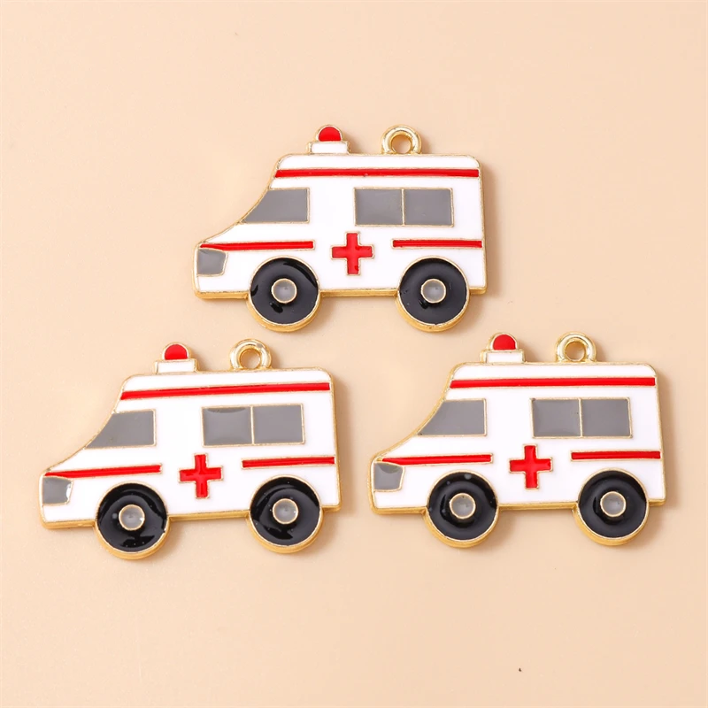 20 Stück 30 x 22 mm niedliche Emaille-Anhänger für medizinische Krankenwagen, für die Herstellung von Halsketten, Ohrringen, Armbändern, DIY-Handwerk, Schmuckzubehör – Detail 7