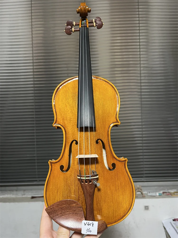 Actual Photo Hand Made European Wood Natural Flamed 1/4 Kids Violin Set كمان 바이올린 Musical Instrument Keman Free violin case V418
