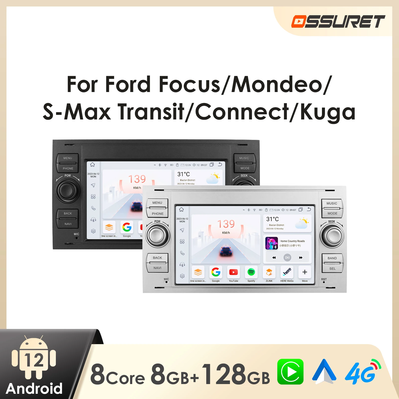 Android Car Radio for Ford Mondeo S-max Focus C-MAX Galaxy Fiesta Transit Fusion Car Multimedia GPS Carplay Android Auto Player