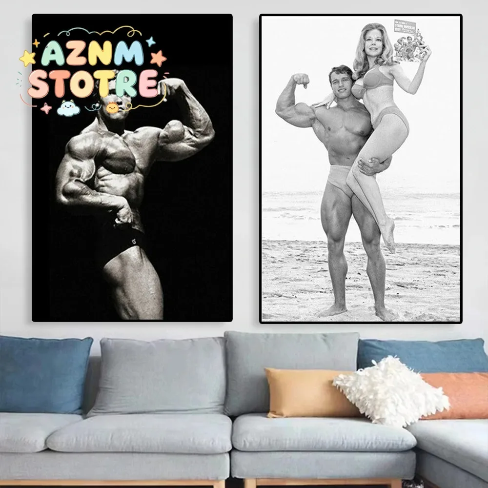 Motivational Poster Arnold Schwarzenegger Bodybuilding Print Gym Workout Body Fitness Art Canvas Painting Gym Home Room Decor