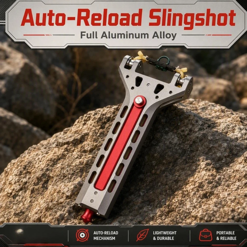 Magnetic Auto‑Loading Toy Slingshot, CNC‑Machined Alloy High‑Precision Slingshot, Outdoor Sports Game Toy for Adults