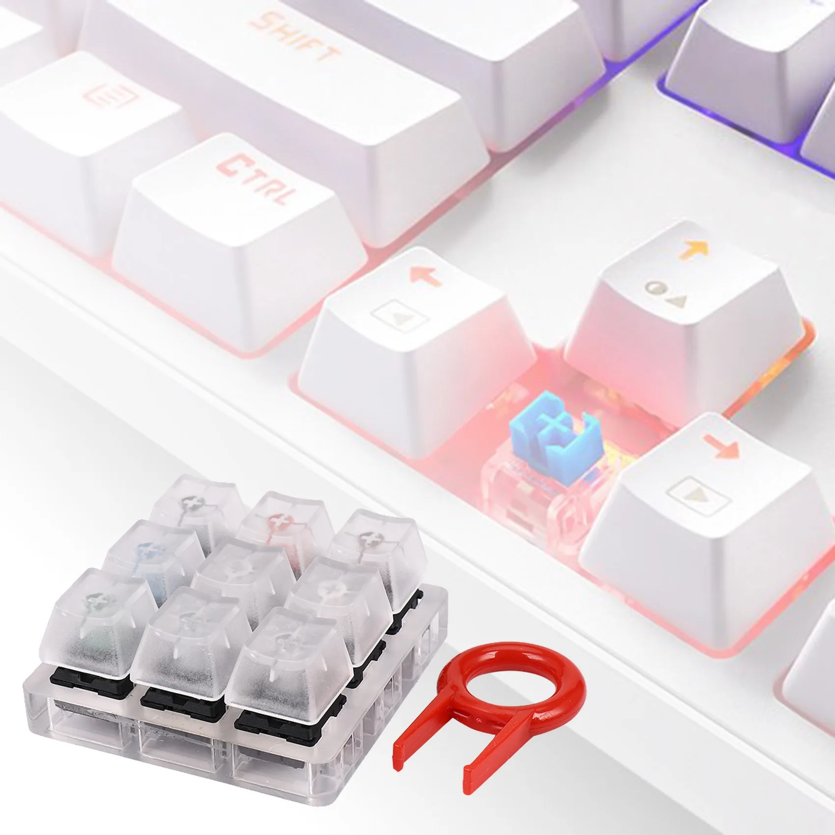 Acrylic Keyboard Tester 9 Clear Plastic Keycap Sampler for Cherry MX Switches