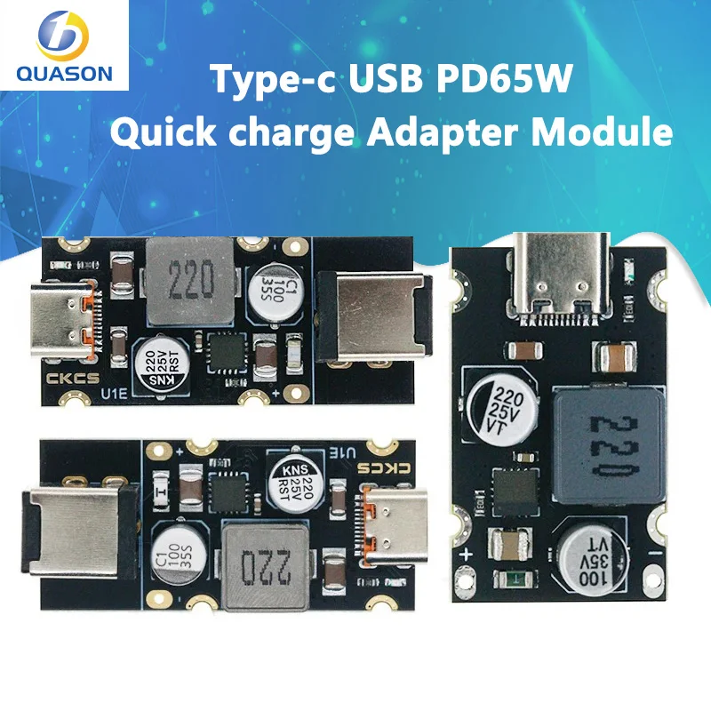 Módulo Adaptador de Carregamento Rápido, Módulo Step Down para Huawei, SCP, FCP, Apple PD, QC4.0, QC3.0, Tipo-C, USB, PD65W, DC 8, 32V, 3.25A, 65W