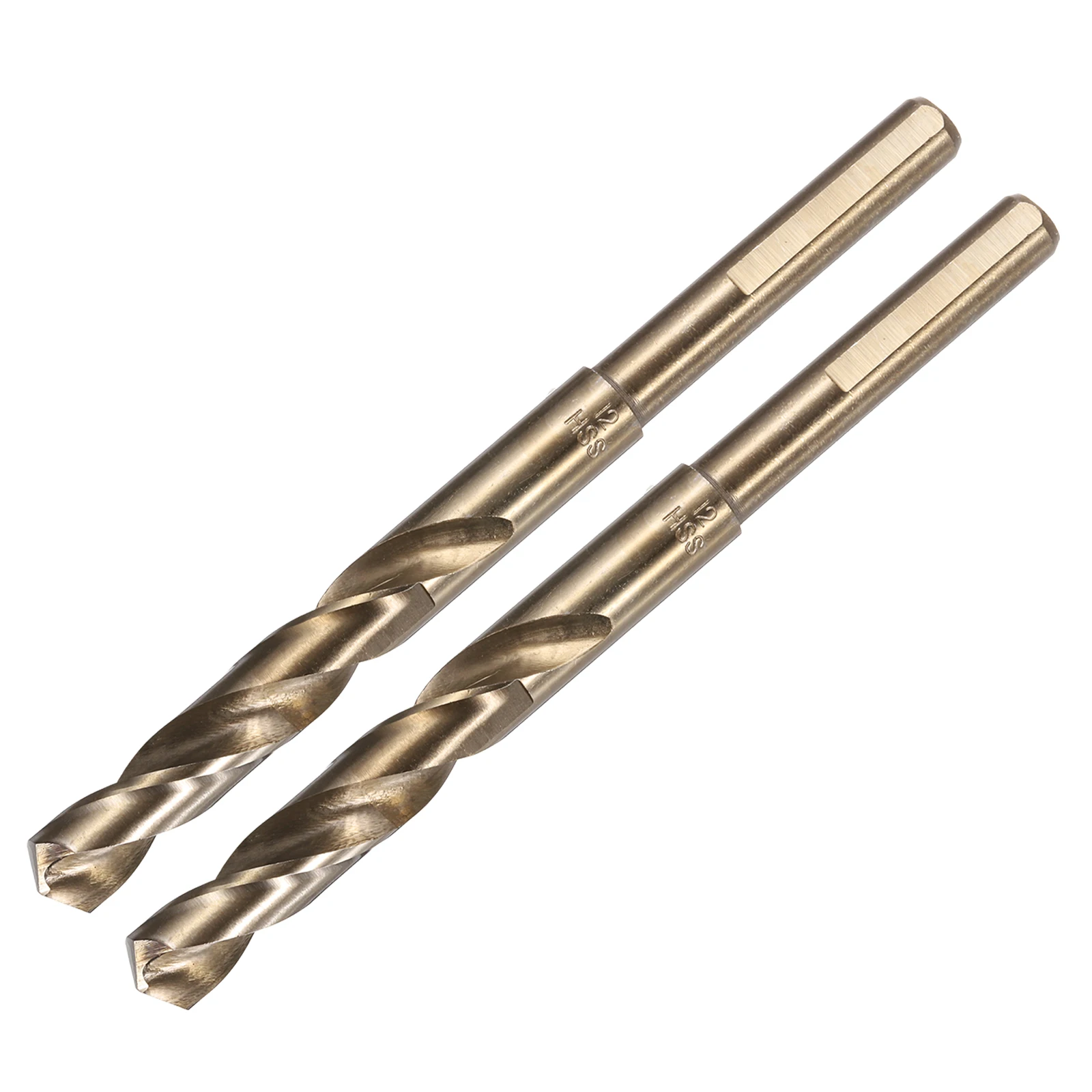 2pcs Reduced Shank Twist Drill Bits 12/13.5/14/15.5/16mm Nitride & Titanium Coated HSS-6542