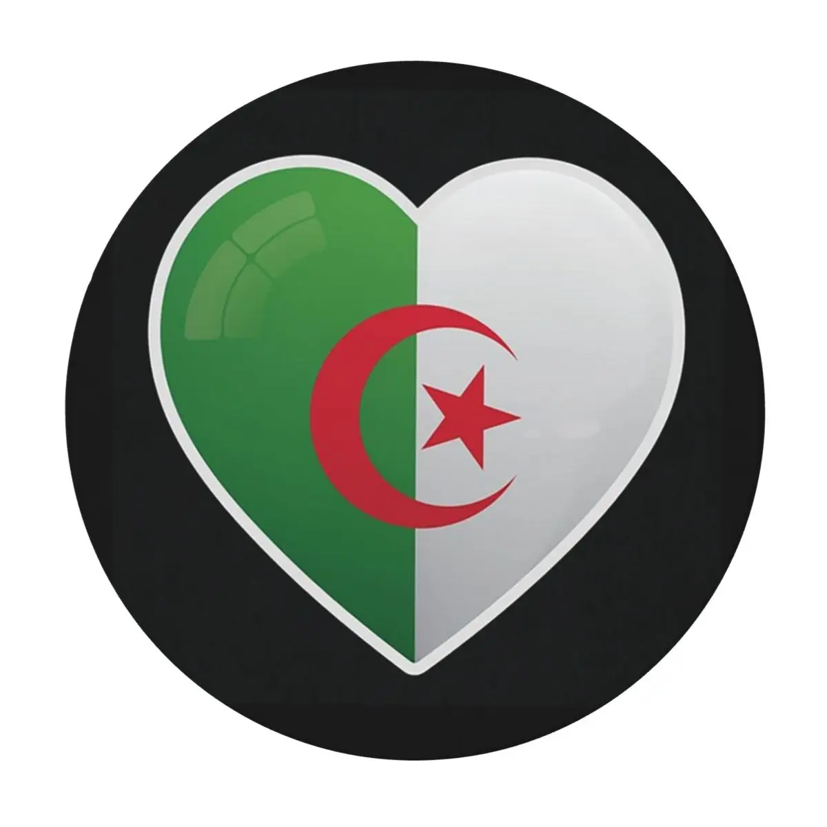 Algeria Algerian Flag Love Icon Waterproof Round Tablecloth Oilproof Table Cloth for Kitchen Events Dining Table Cover