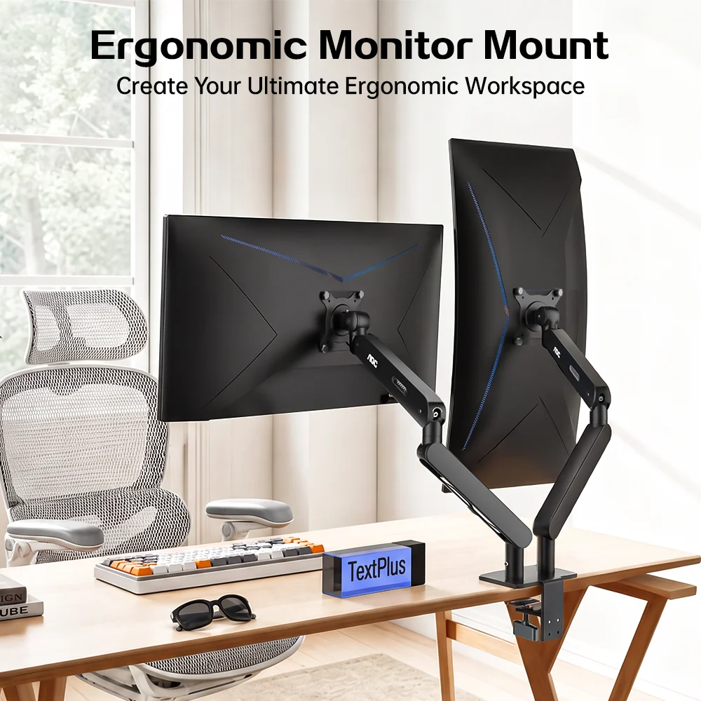 AOC AM420 Premium Aluminum Dual Arm Adjustable Monitor Mount  Universal Monitor Stand for 17–34 Inch Screen Load Capacity 2–9 kg