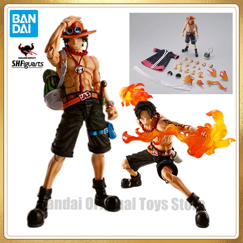 Original Bandai S.H.Figuarts SHF Ace Portgas D Ace Fire Fist One Piece PVC Action Doll Collectible Anime Figure Model Toys Gifts