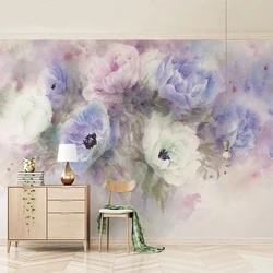 Custom 3D Mural Wallpaper For Wedding House Decoration Romantic Purple Rose Wall Painting Modern Art Home Improvement Wall Ppaer