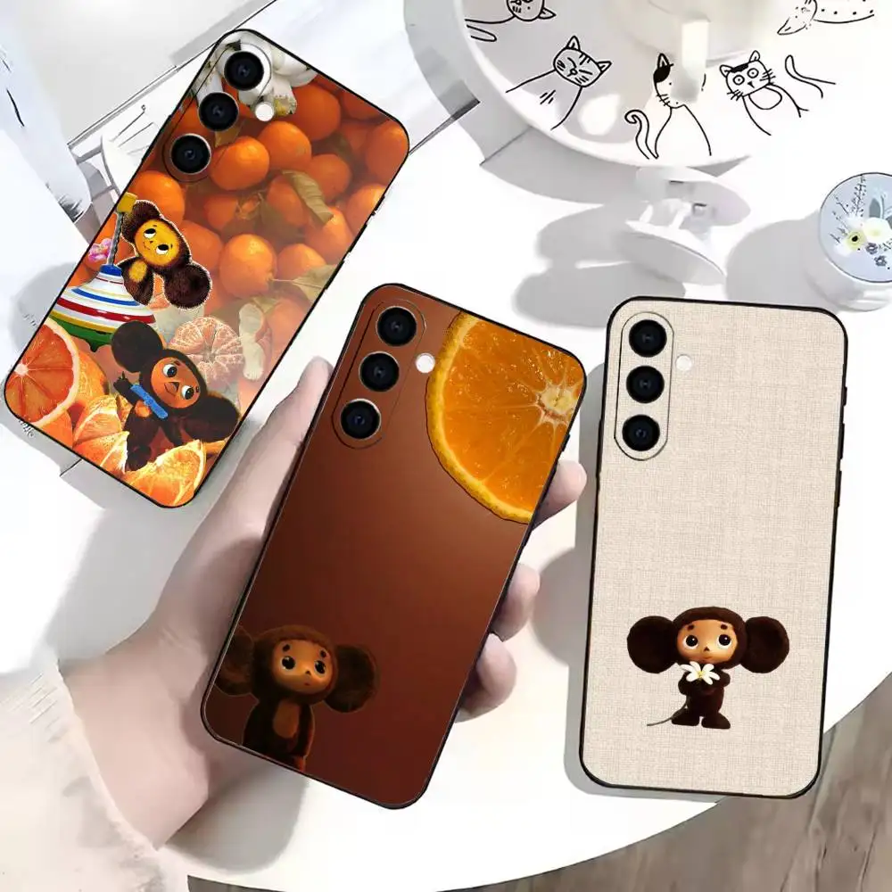 

Cartoon C-cheburashka Phone Case Black Silicone Soft For Samsung Galaxy A73,A72,A71,A70,A53,A52,A51