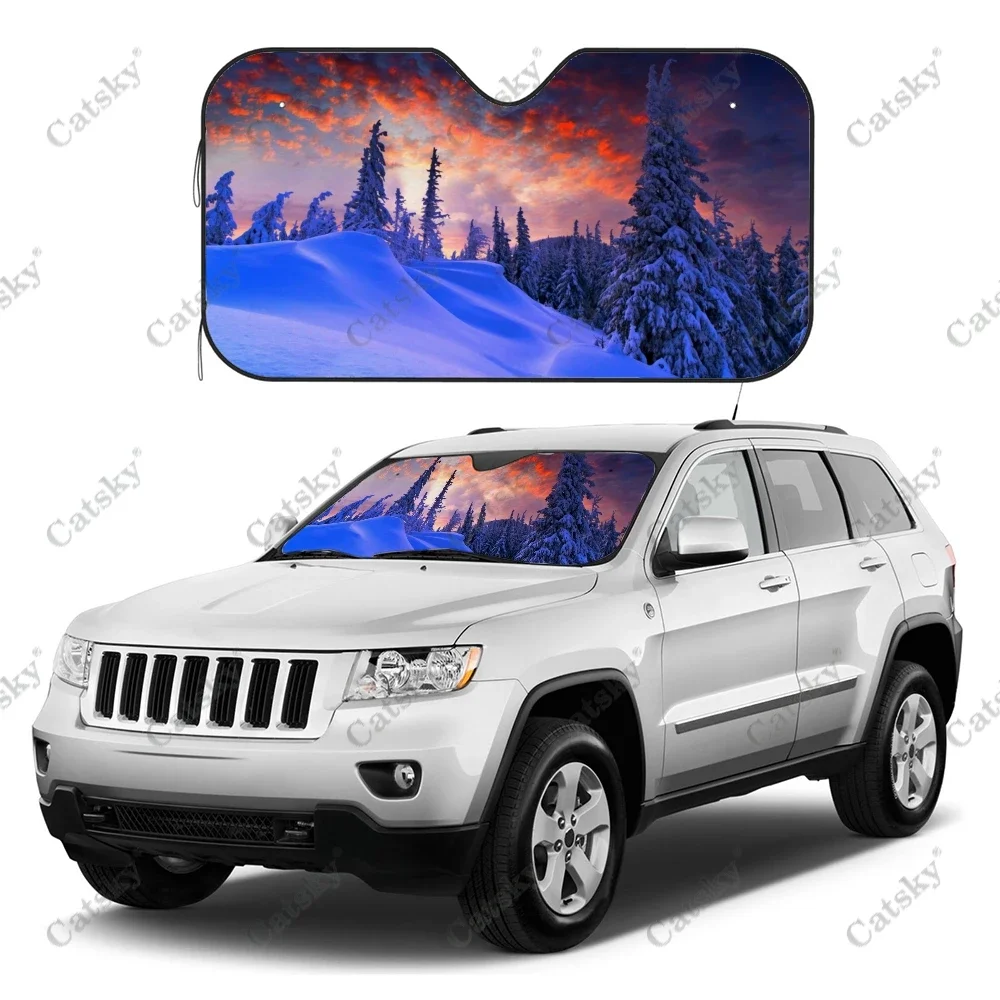 Pretty Winter Aurora Car Accessories Front Windshield Sunshade Foldable Sunvisor Protect Summer Visorshield Decoration for SUV