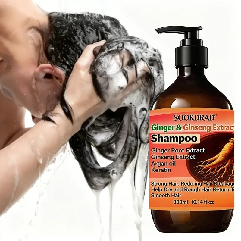 Ginger & Ginseng Extract Shampoo, Smooth Dry Rough Hair, Nourish Scalp 300ml