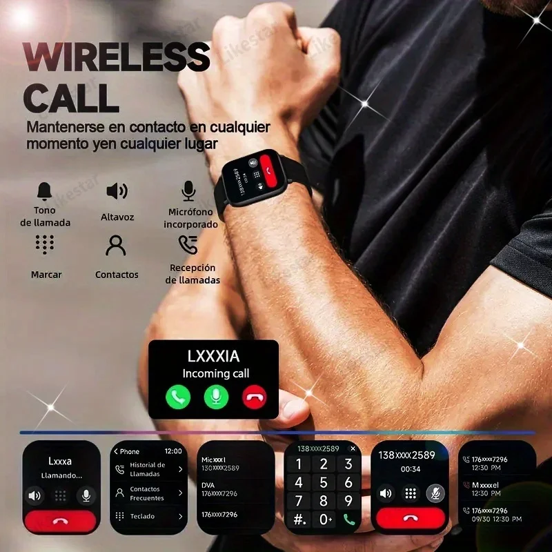New HD Full-Touch Smartwatch for Men and Women - Wireless Calling/Texting/Multiple Sports Modes/Remote Camera Control/Fitness Tracker/Outdoor LED Lighting, Compatible with Android and iPhone, USB Charging, Alloy Case/Silicone Strap/Metal Strap