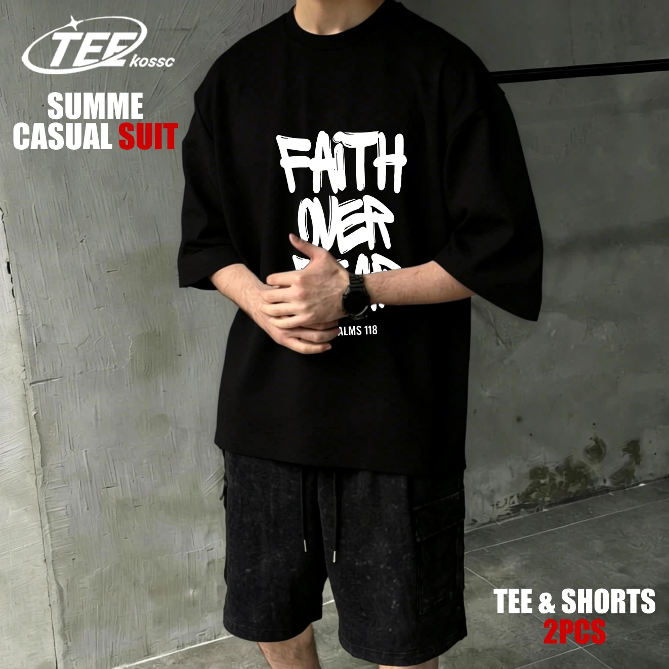 

Мужская футболка с принтом Faith Over Fear, летние хлопковые футболки большого размера, модные свободные спортивные футболки, повседневная одежда в стиле хип-хоп, одежда унисекс