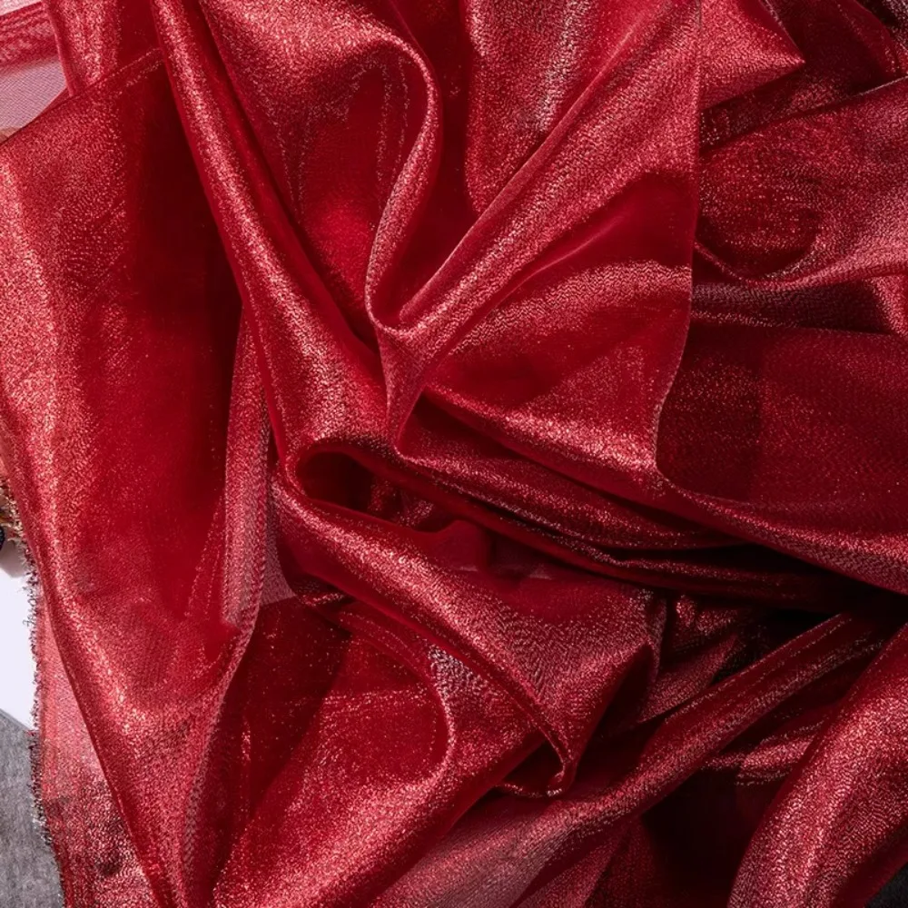 新しいカラフルなレーザーオーガンザ生地 100*150 センチメートルグラデーションカラー布生地シルク DIY 素材ステージ背景