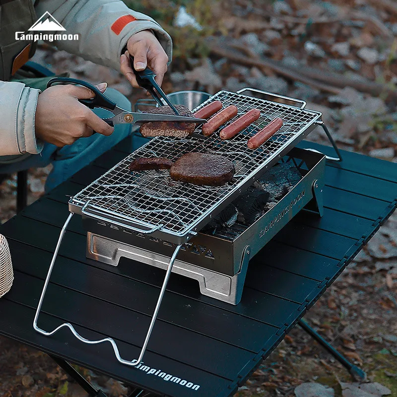 

CAMPINGMOON 304, прямоугольная сетка из нержавеющей стали, уличный гриль для кемпинга, барбекю, сетка для барбекю