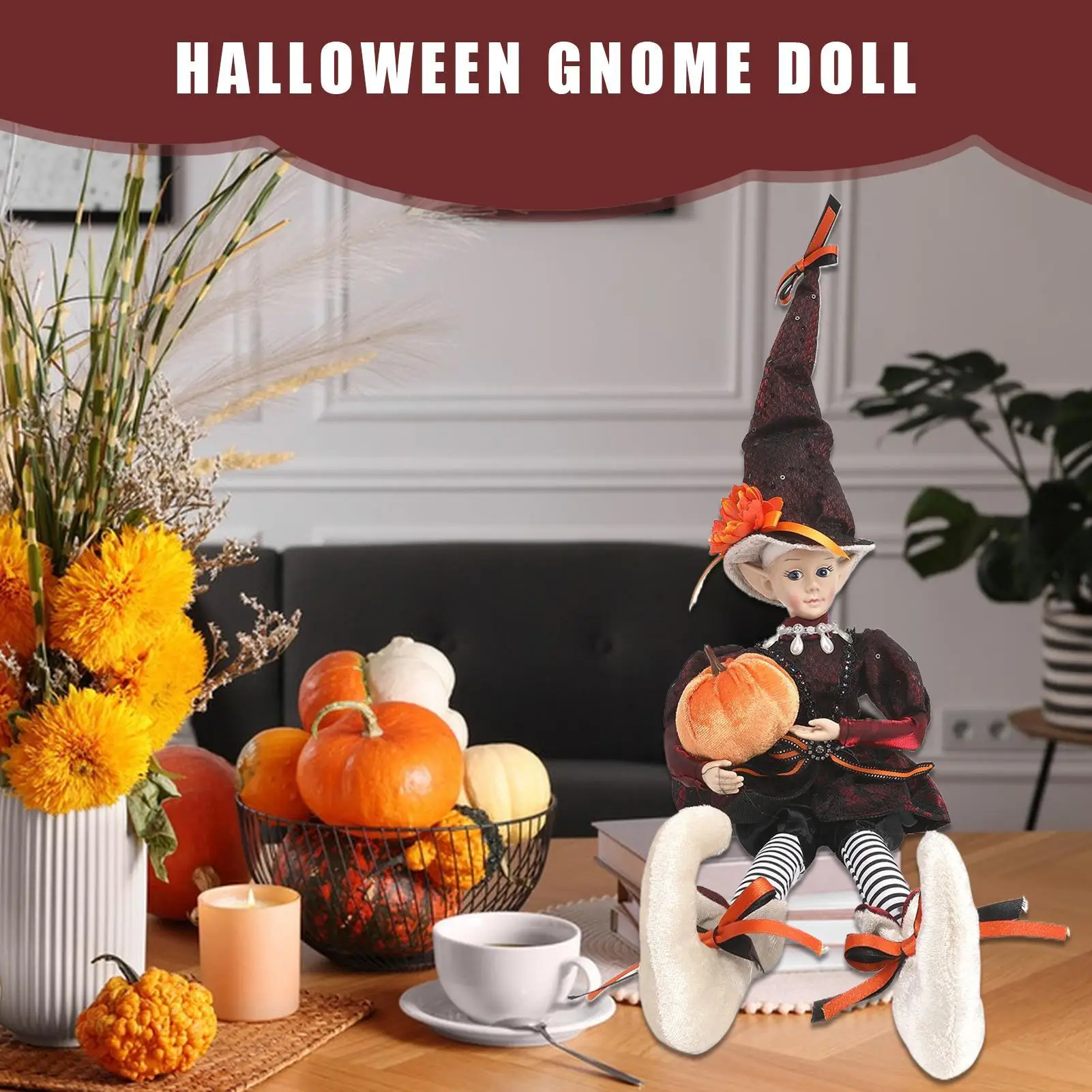 

Halloween Dolls Mantel Ornaments Home Decor Festive Ornament Posable Figure For Holiday Festival Home Interior Hallway Bedroom