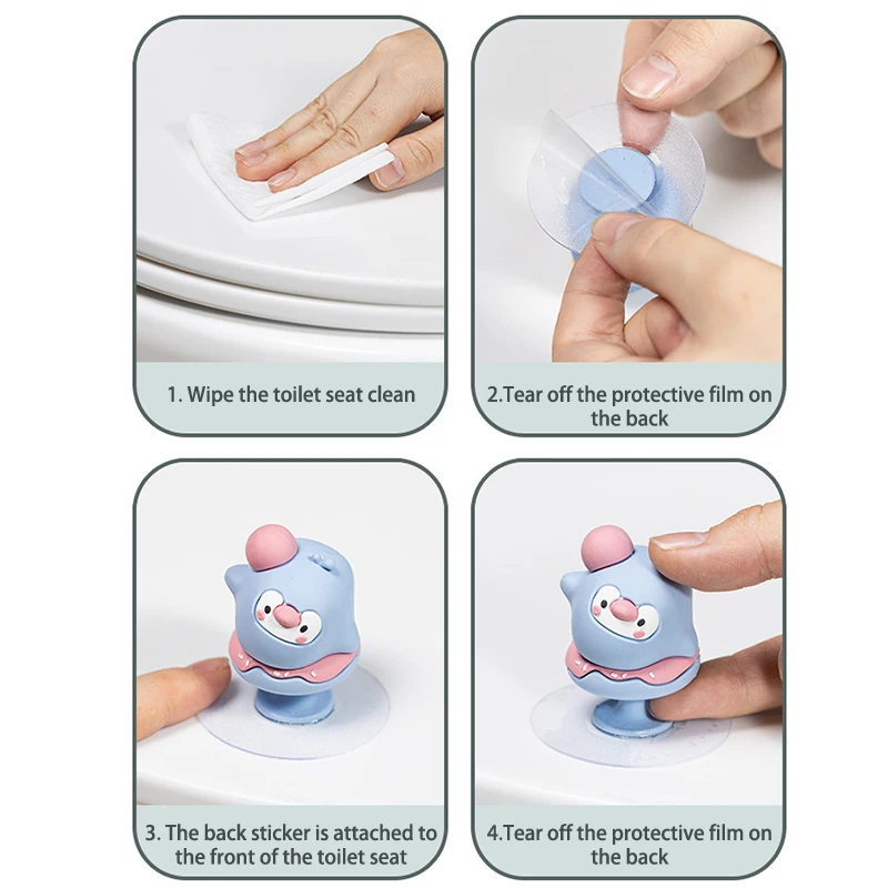 Cartoon Toilet Lid Opener Anti-Dirt Toilet Ring Handle Lifting Device Cute Lid Lifter Creative Bathroom Accessories