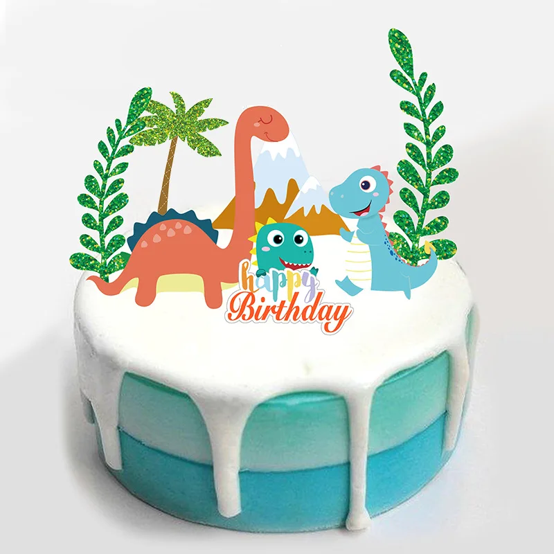 Hot Green Dinosaur Numbers 0-9 Happy Birthday Cake Candle Children Prince Party Cartoon Dinosaur Cute Candle Decoration Flag