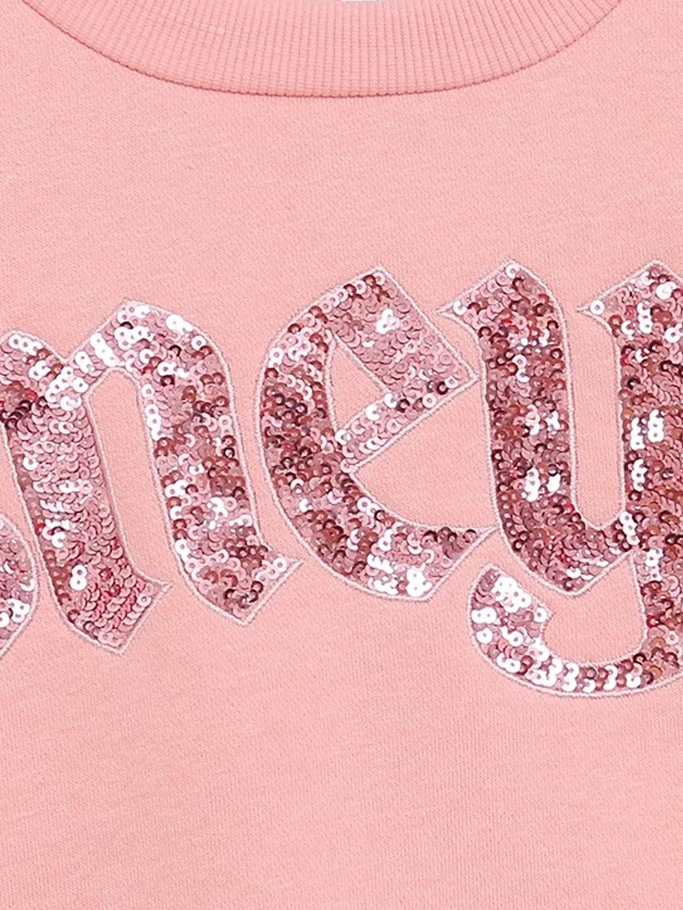 ديزني الترتر ديزني لاند إلكتروني طباعة التطريز البلوز المرأة س الرقبة بريق البلوفرات البلوز القمم الصوف للجنسين 2025 جديد