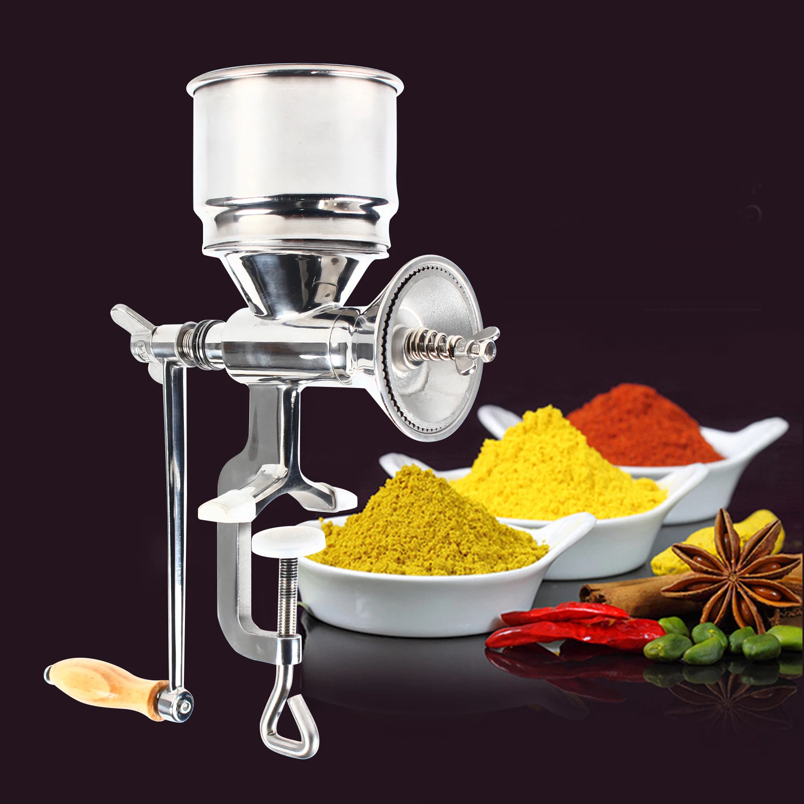 

Hand Crank Grain Mill Table Clamp Manual Corn Grain Grinder for Grinding Nut Spice Wheat