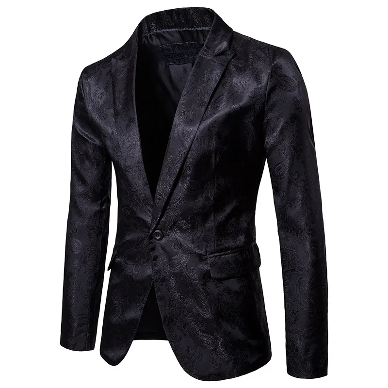 Y12087 Palace style dark pattern design fashionable one button with slim fit men's groom suit jacket