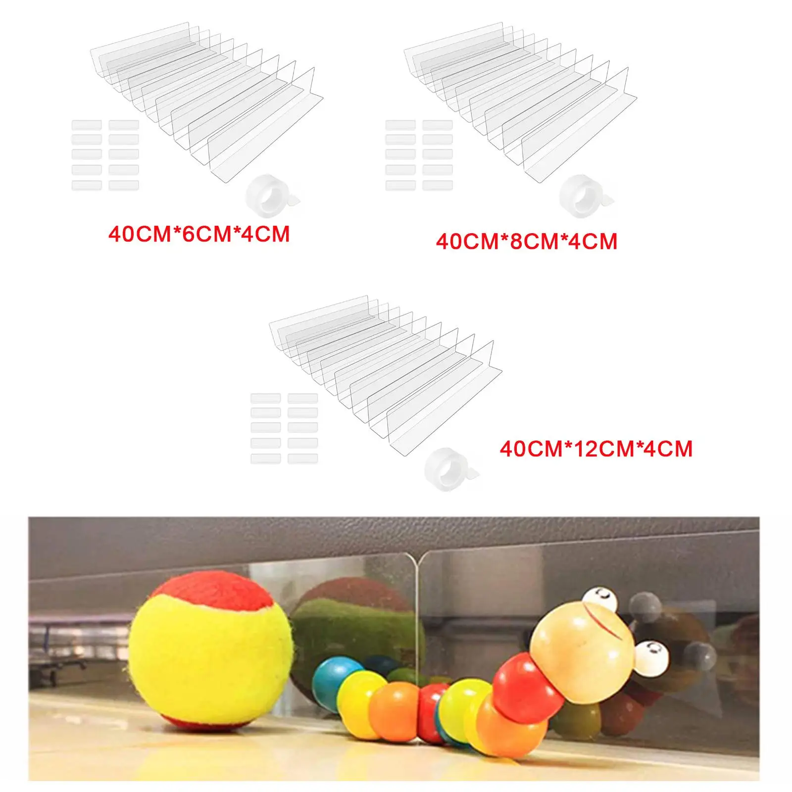 

10 Pieces Clear Toy BLOCKERS under Couch Blocker Toy Barriers with Strong Tape for Home