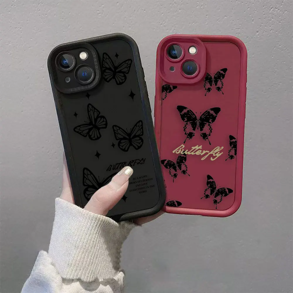 Beautiful Black Art Butterfly Phone Case For VIVO Y19 Y20 Y15S Y17 Y21 Y22S Y27 Y28 Y35 Y36 Y50 Y51 Y72 Y75 Y76 Y77 Y78 Y81 Case