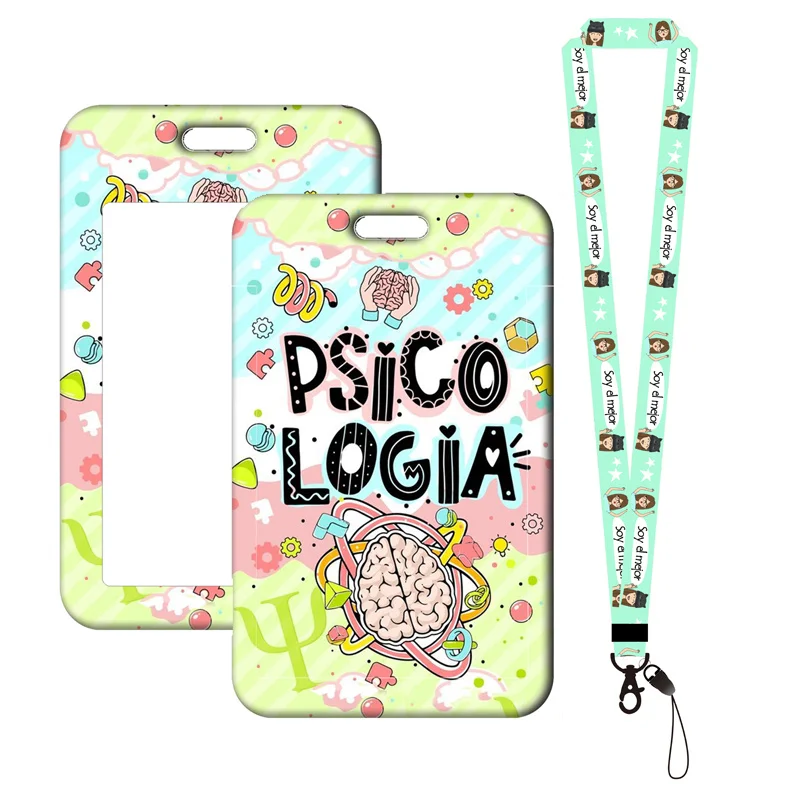 Medical Psychology Card Holder Lanyards with Keychain Men Women Work Business Card Holders Neck Strap Door Badge Holder ﻿