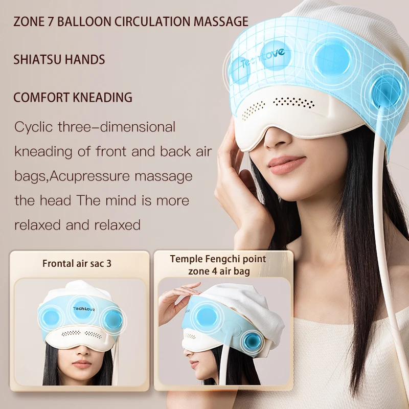 Techlove Brand Factory Custom New Products 2-in-1 Air Head And Eye Massager Heat Compression For Eye Health Smart Sleep Massager