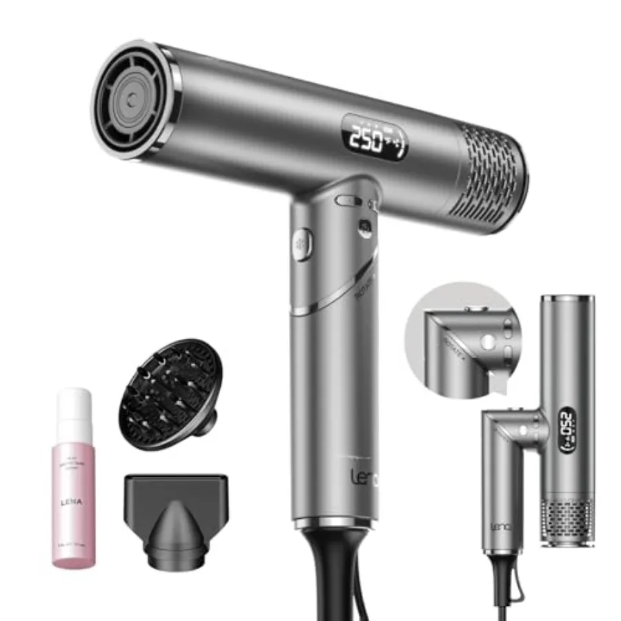 

Foldable hair Dryer with Diffuser - 1600W Professional High Speed Blow Dryer with Comb, 100, 000RPM Fast Dry, salon-quality res
