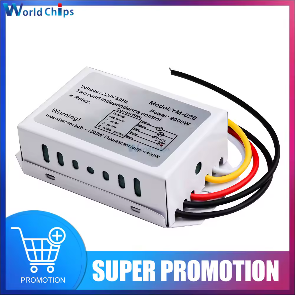 1000W 2-way Group Sectionalizer 220V 2 Ways 3 Section Digital Subsection Switch Control Section Switch for Fluorescent Lamps Похожие на AliExpress