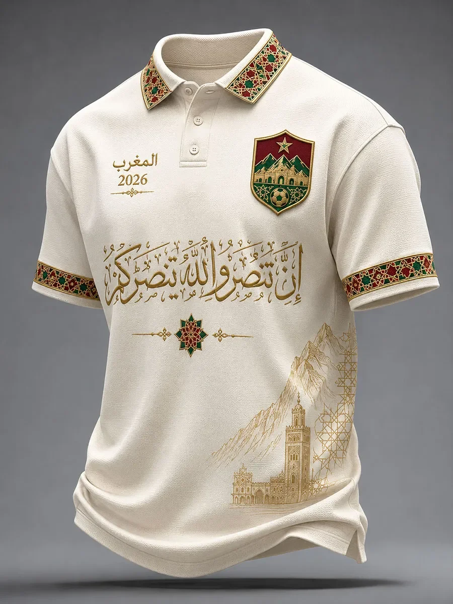 2026 Model Moroccan Fan Football Polo Shirt - 3D Print - Comfortable and Breathable - Suitable for Both Men and Women