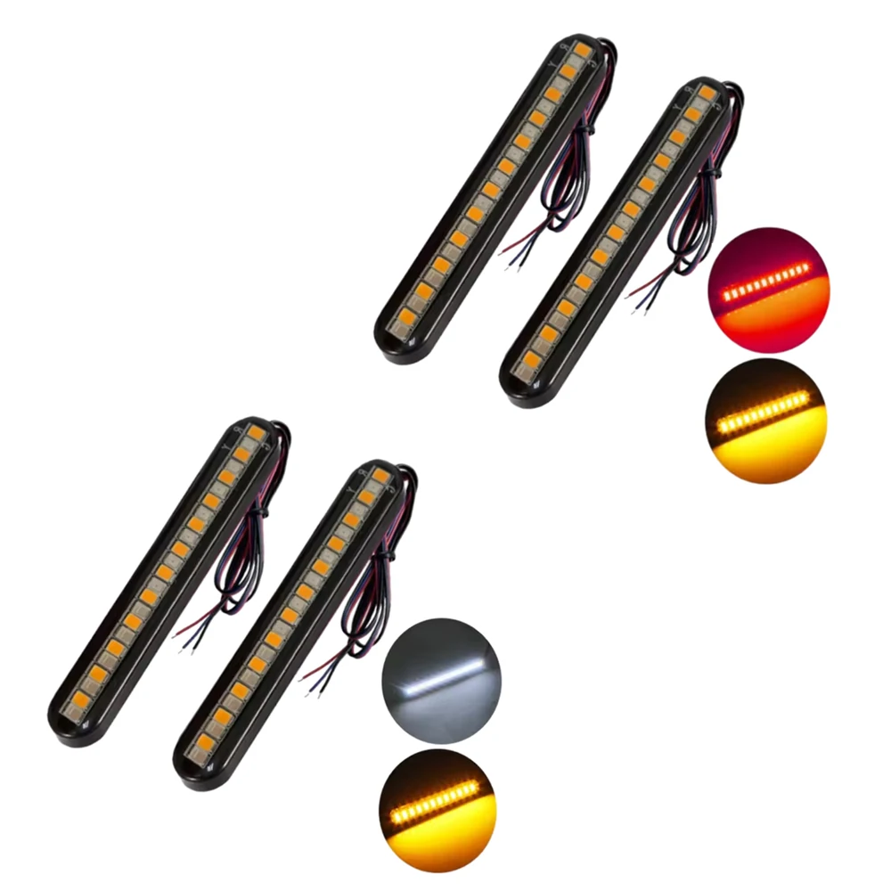 

24 светодиодные сигнальные огни для мотоциклов, последовательные струящиеся мини-полоски для мотоциклов, автомобильные полосы, светодиодные указатели поворота, наклейка, 2 шт.