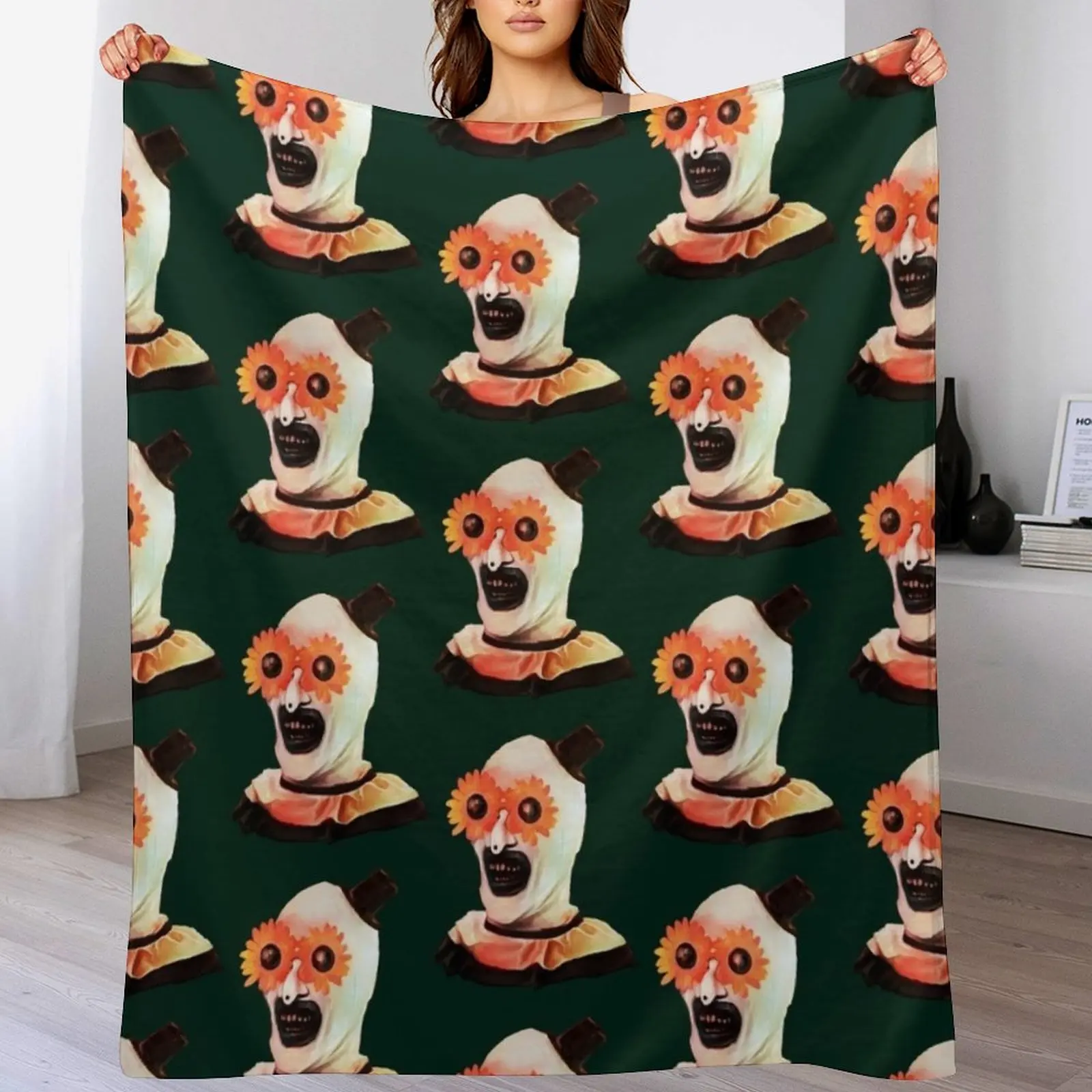 

Art the Clown the creepy withe flower glasses Throw Blanket Cute Beach Luxury Custom Blankets
