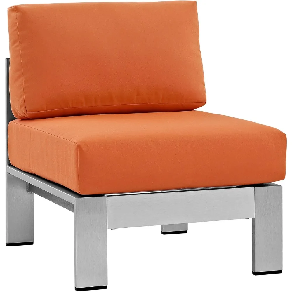

Shore Aluminum Outdoor Patio Armless Chair in Silver Orange