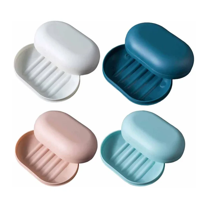 2Pcs Soap Dish with Lid Travel Soap Case Leakproof Soap Box Container Holder Soap Tray Sink Tray Soap Container for Bathroom